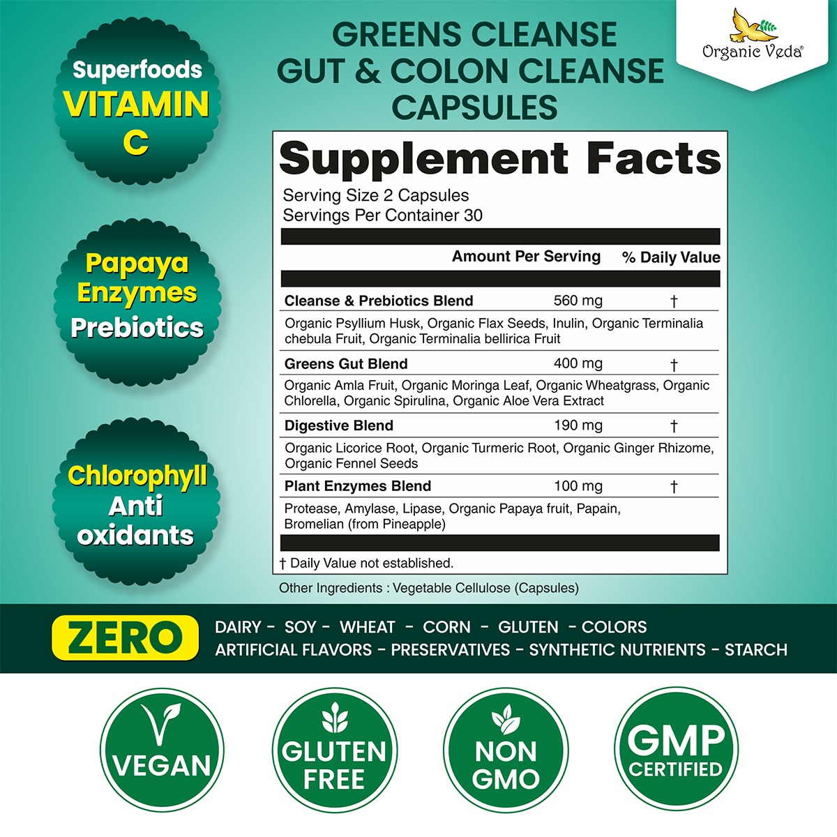 Greens Cleanse - Gut & Colon Cleanse Capsules
