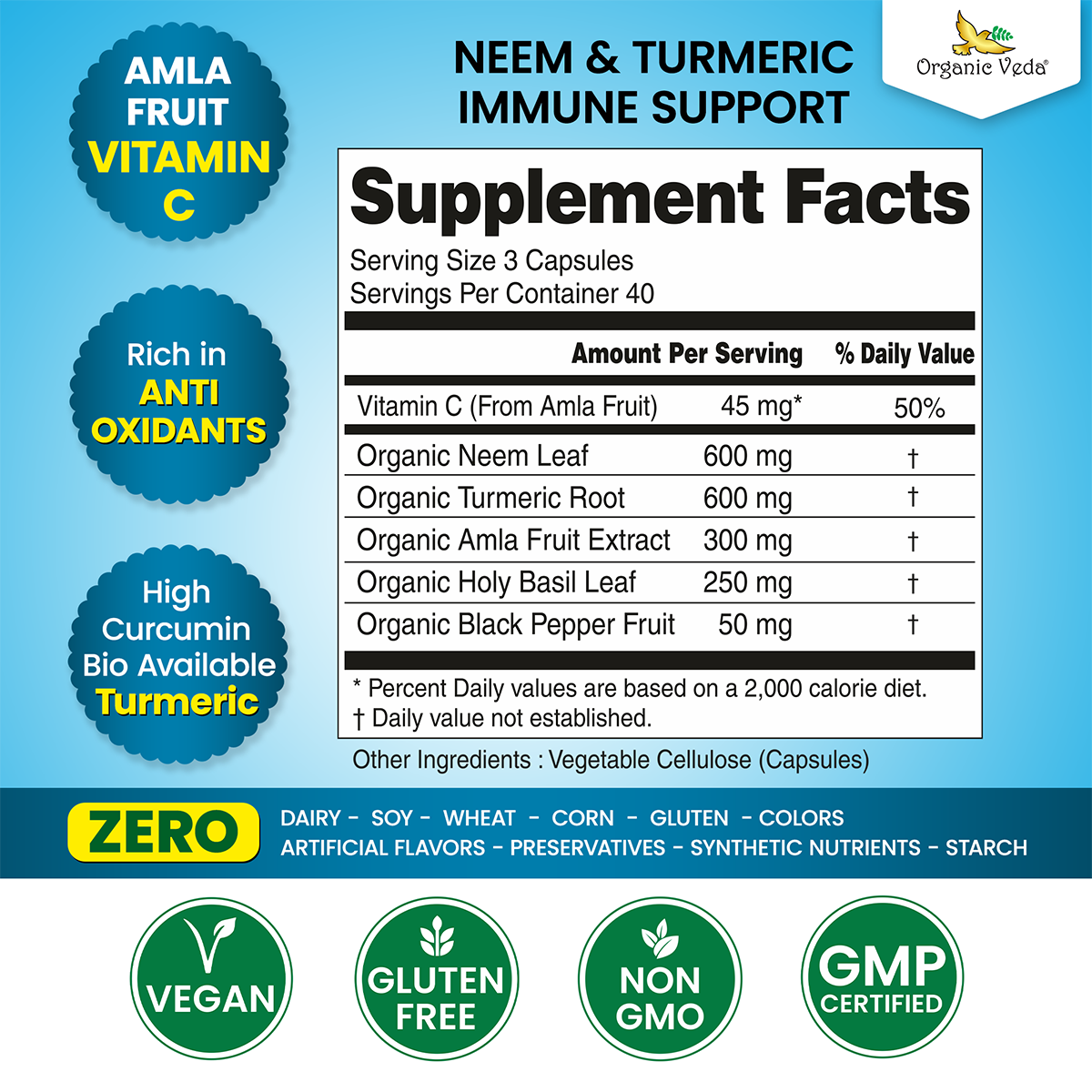 Neem & Turmeric Immune Support Capsules