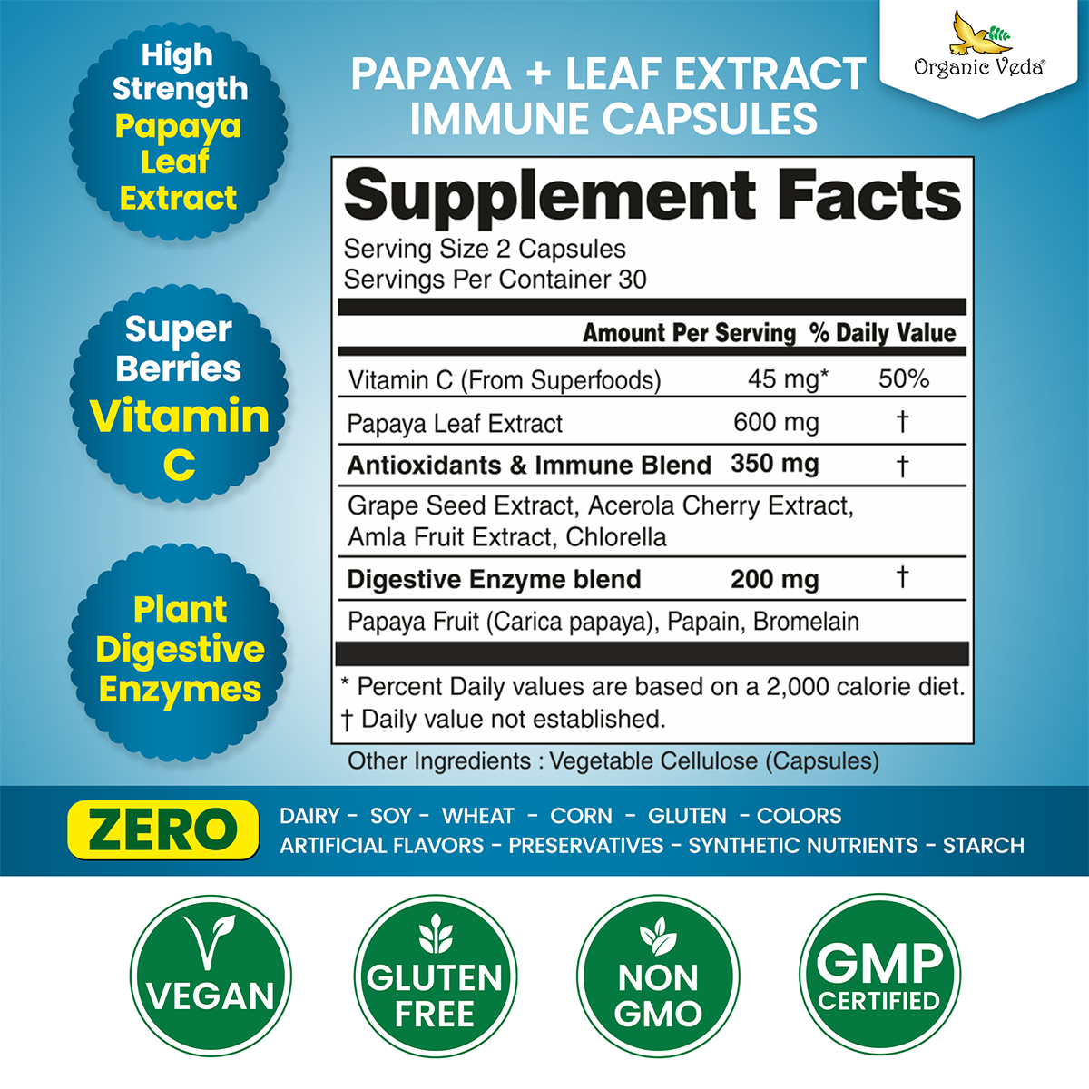 Papaya + Leaf Extract Immune Capsules