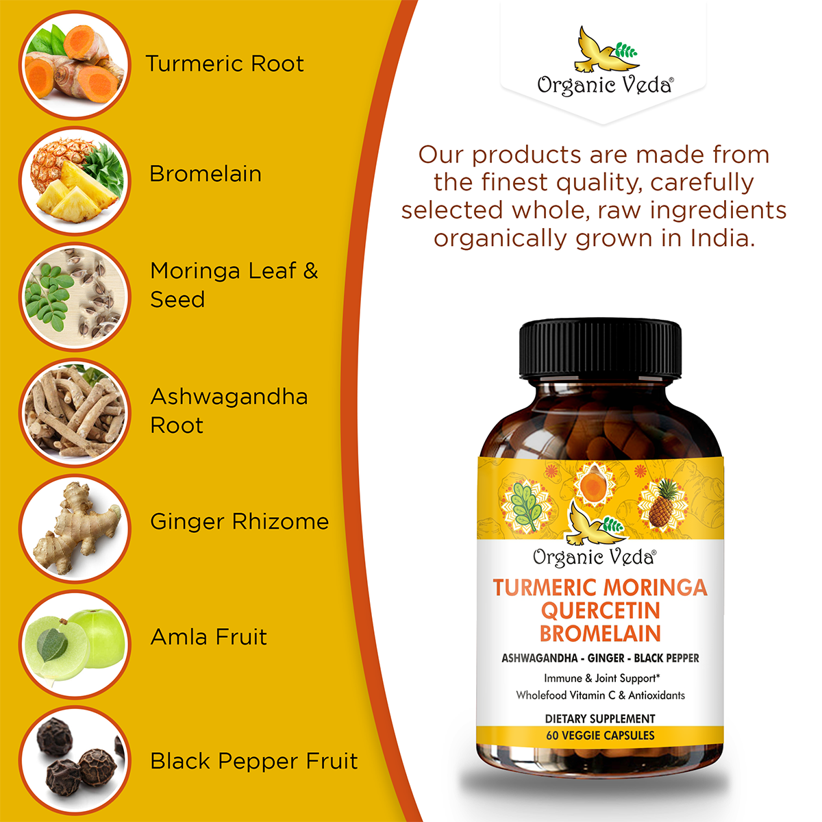 Turmeric Moringa Quercetin Bromelain Capsules