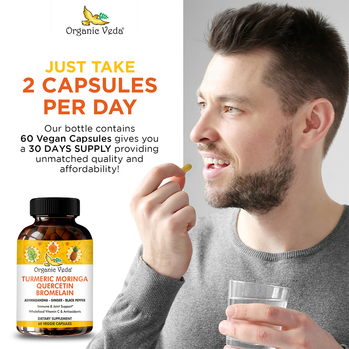 Turmeric Moringa Quercetin Bromelain Capsules