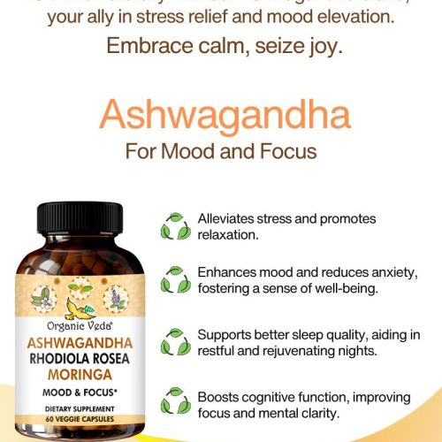 Ashwagandha Rhodiola Rosea Moringa Mood & Focus Capsules