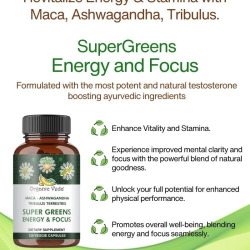 Maca+ Ashwagandha Super Greens Energy and Focus  Capsules